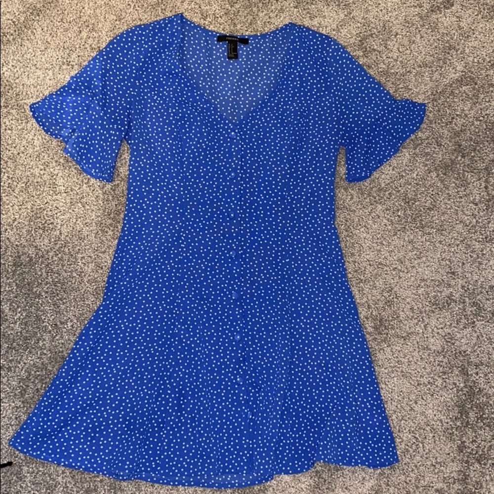 Blue polka dot sun dress